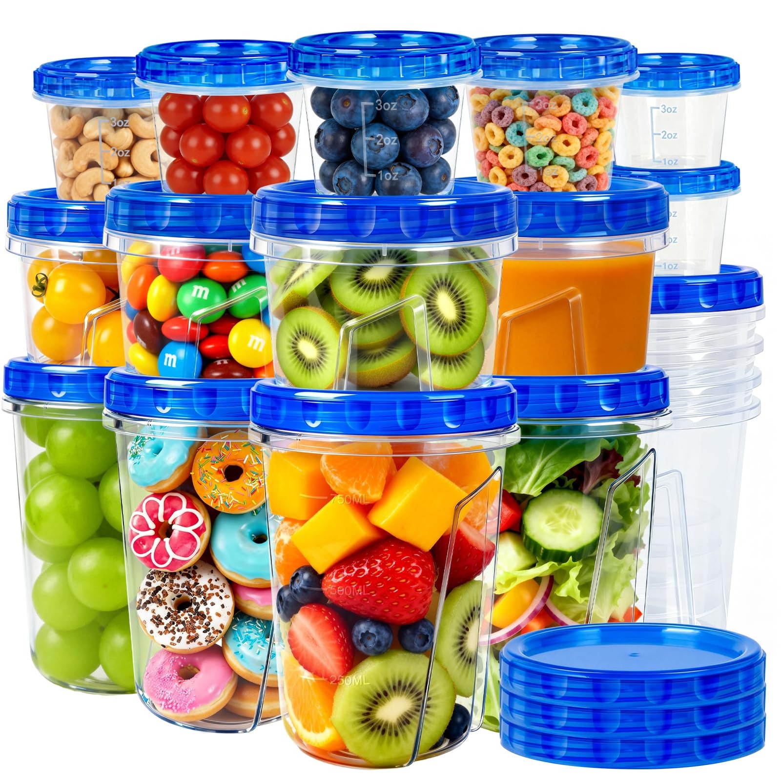 18 Pack Reusable Freezer Storage Containers with Twist Top Lids Airtight(34oz…