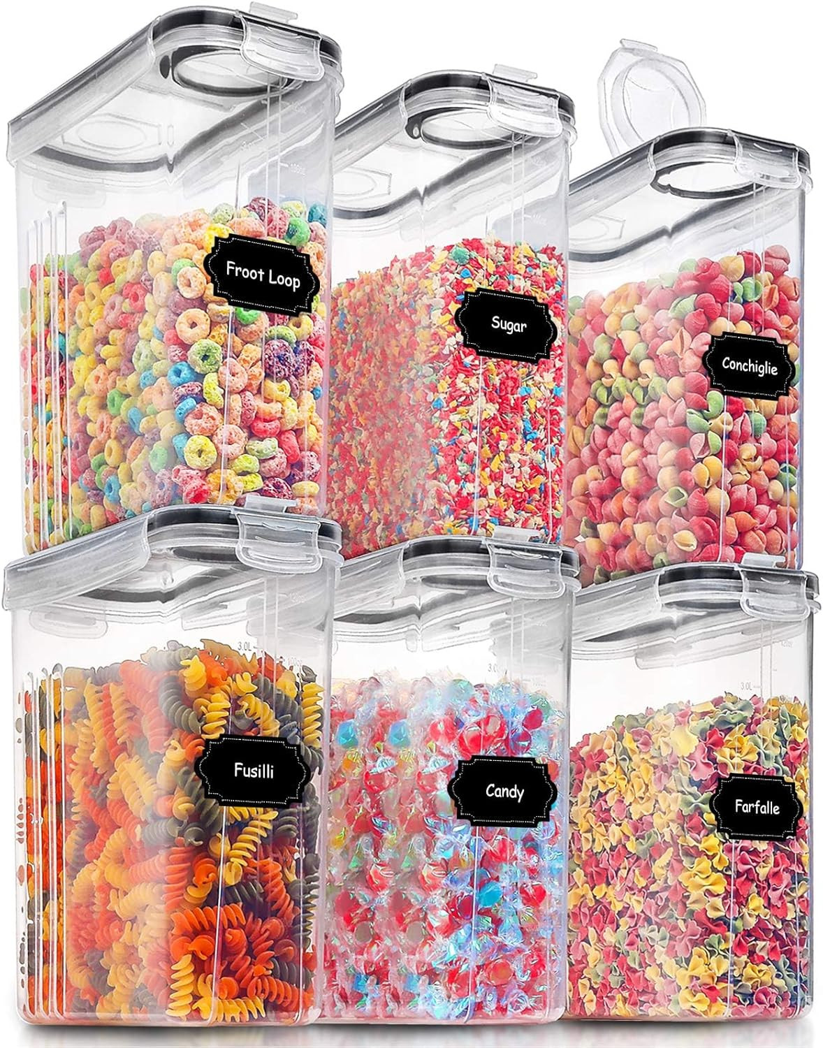 Large Dry Food Storage Containers with Lids, 6PCS Airtight Cereal Containers Sto