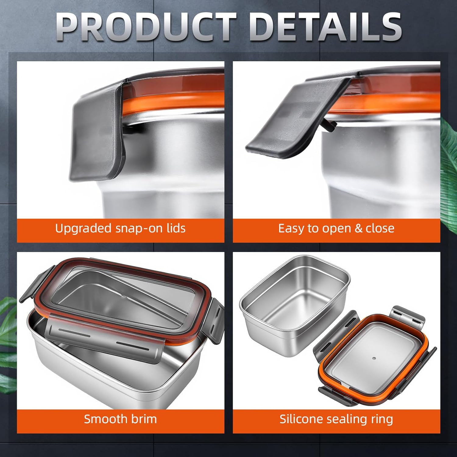 Stainless Steel Airtight Food Storage & Bento Lunch Box Set of 6 – Leakproof Sea