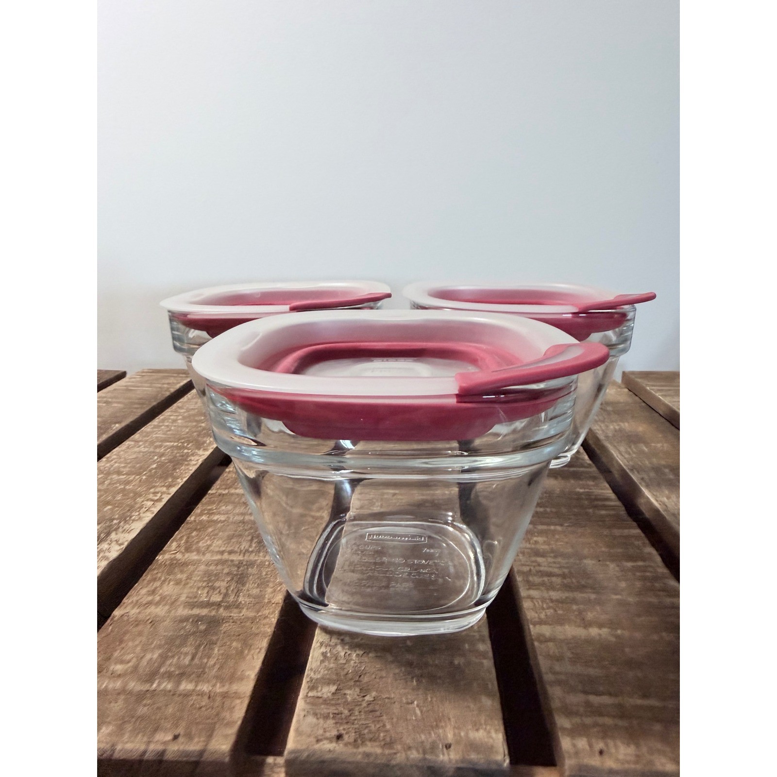 3 Rubbermaid Glass Storage Containers 1.5 Cup with Lid 7N61 Discontinued
