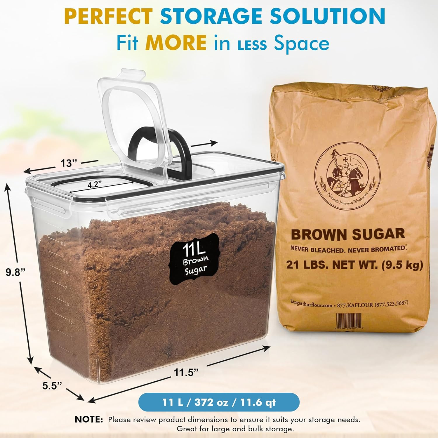 2 PC (11L | 372 Oz) Flour Sugar Storage Containers with Spout Lid & Easy Carry H