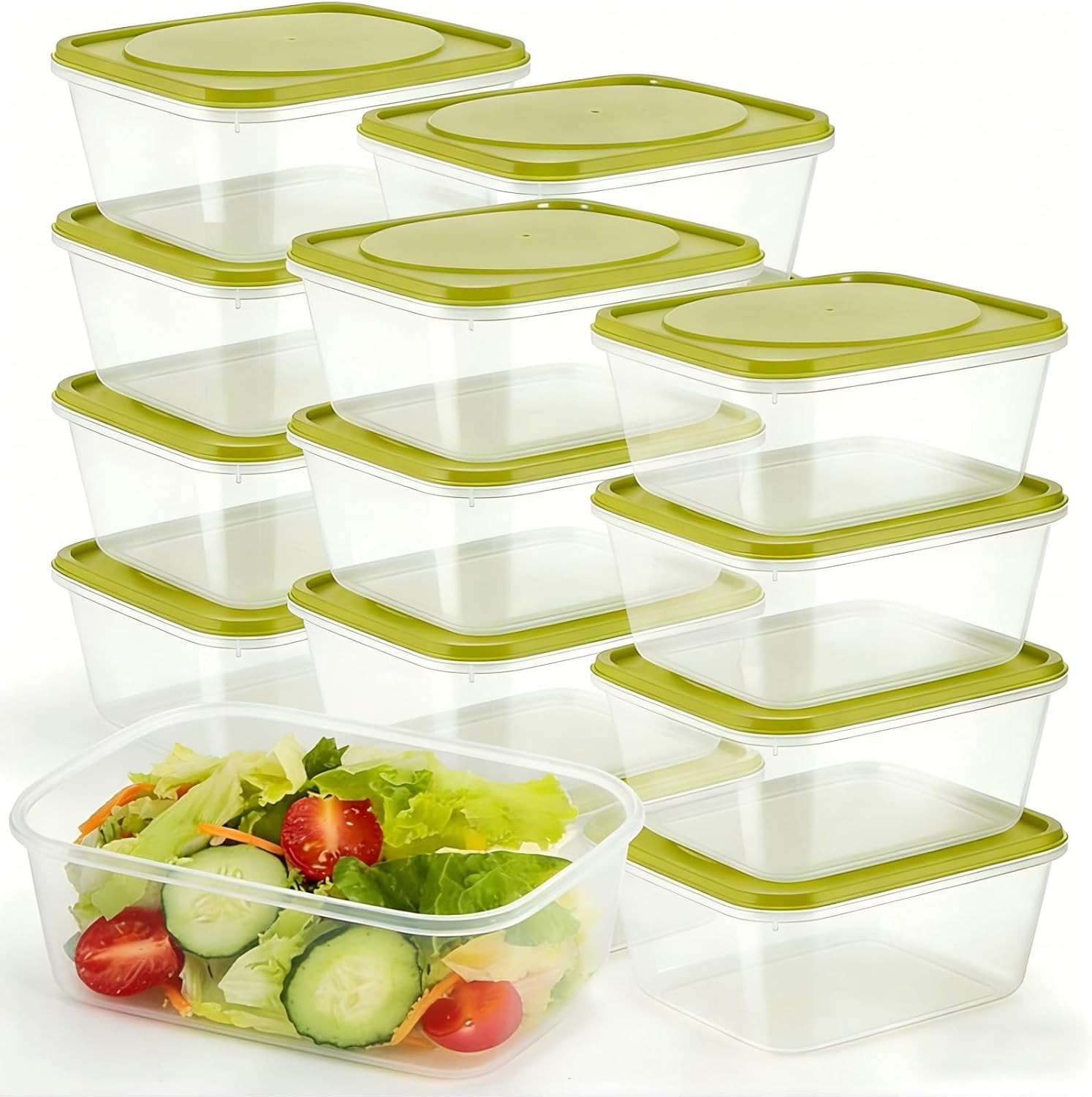 16 Pcs Square Food Storage Containers, Prep Containers Reusable with Plastic Lid