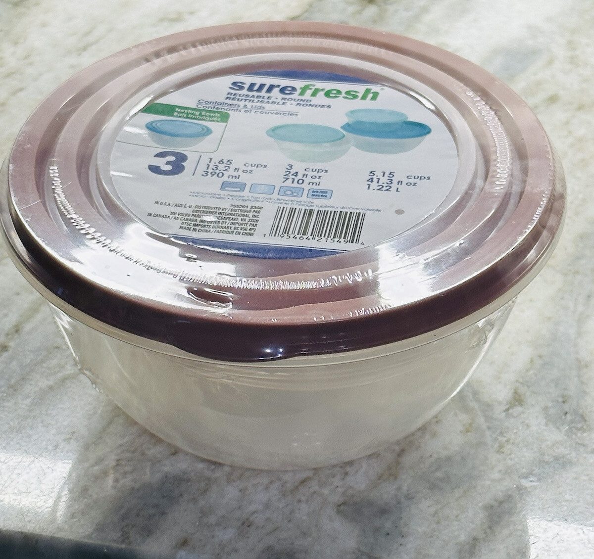 3 Pack Round Containers Food Storage Nesting Bowl W Lid-BPA Free