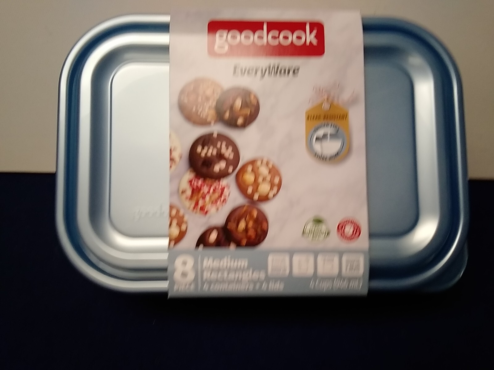 Goodcook Everyware Plastic Storage Container 4 Med Rectangle with Light Blue Top