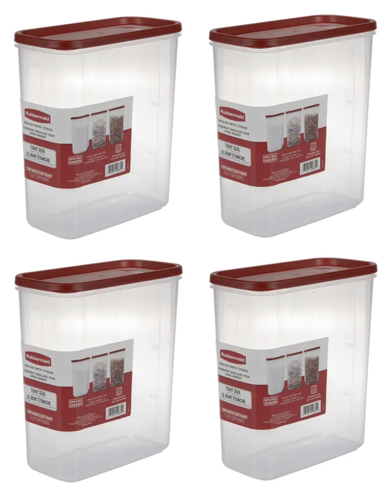 Rubbermaid 2168228 Racer Red 21 Cup Dry Food Storage Containers – Quantity 4