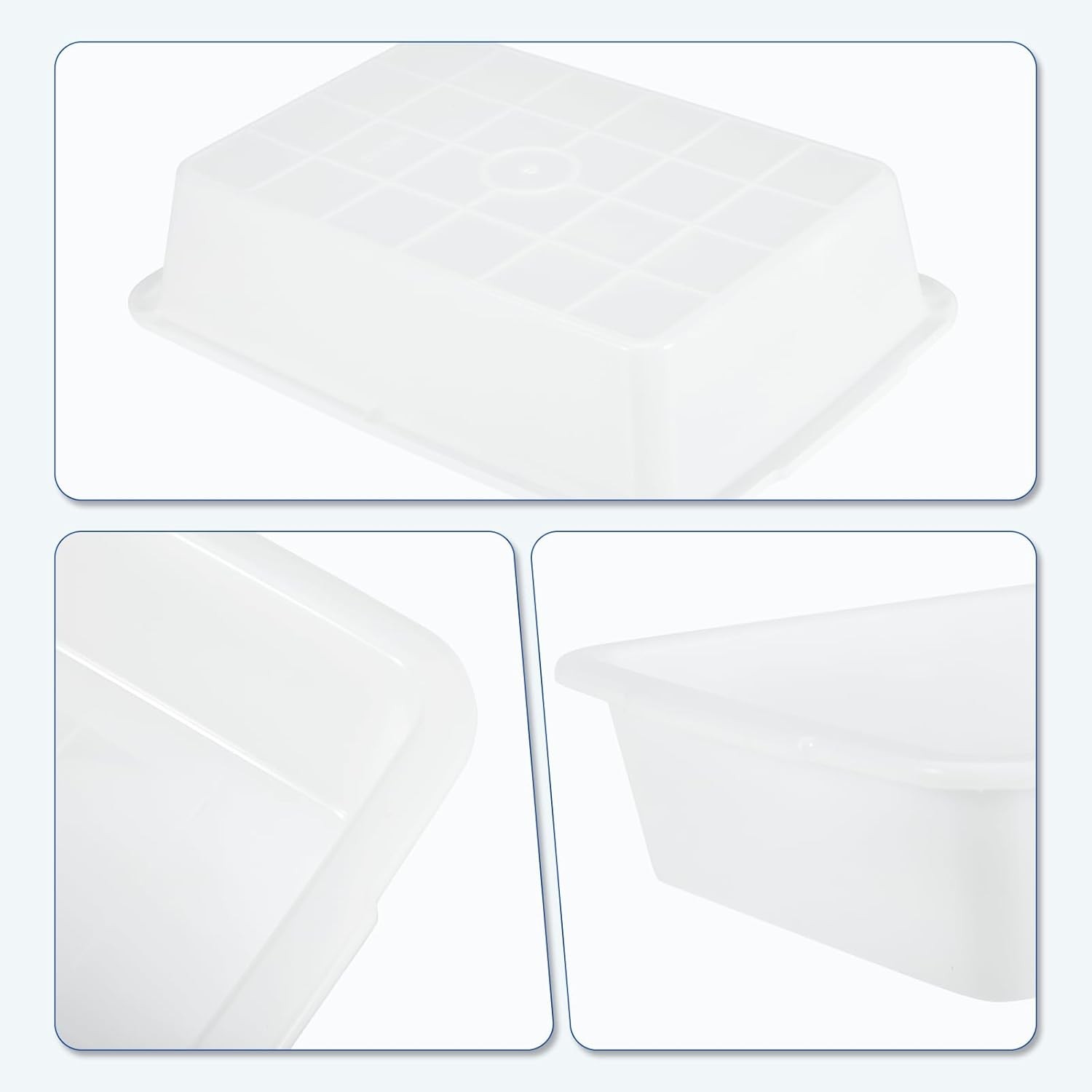 3x Plastic Lab Trays Kitchen Serving Tray Multi-Purpose Lab Storage Sterilizing