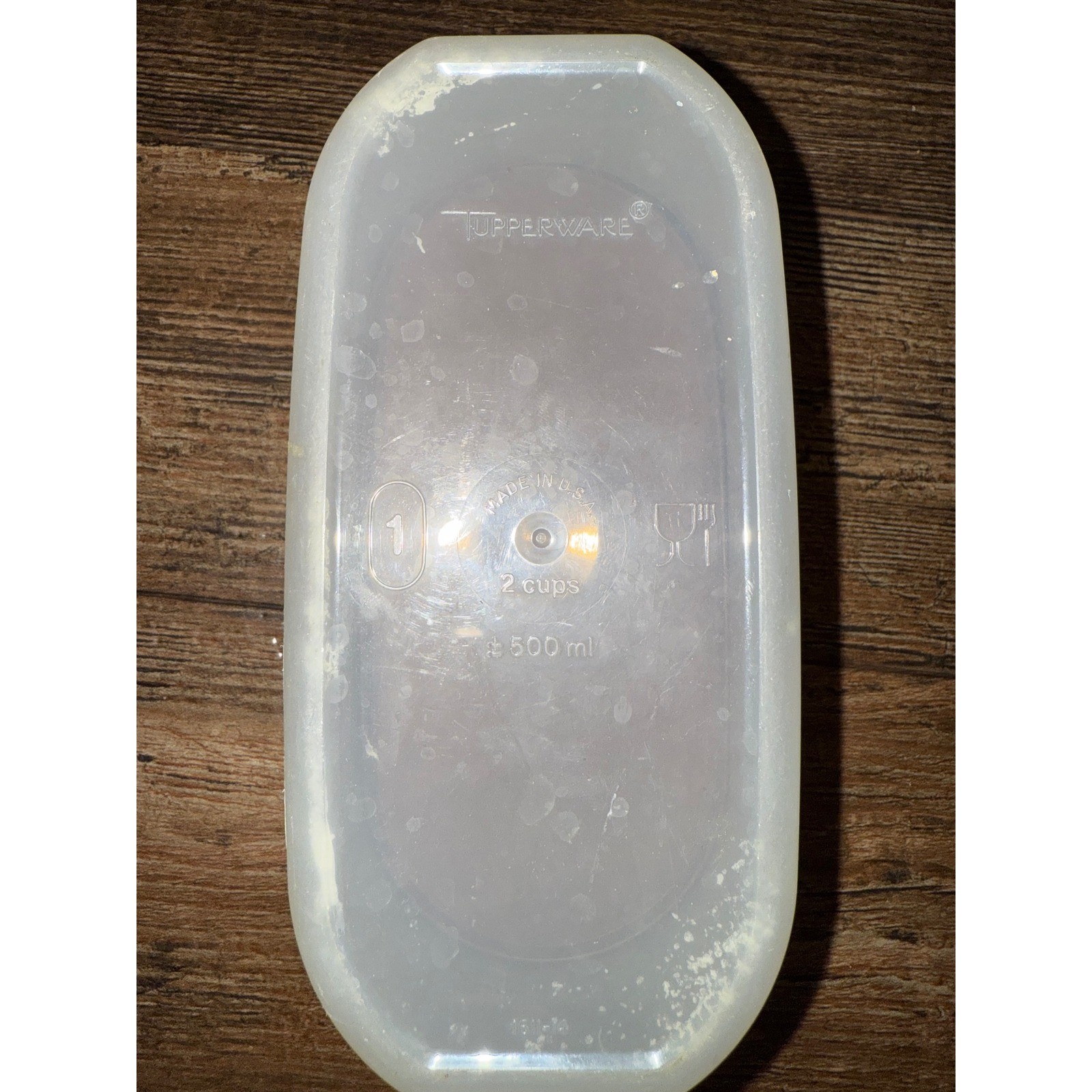 Tupperware Container Brown Lid Clear Base 2 Cup 500ml Oval Food Storage Vintage