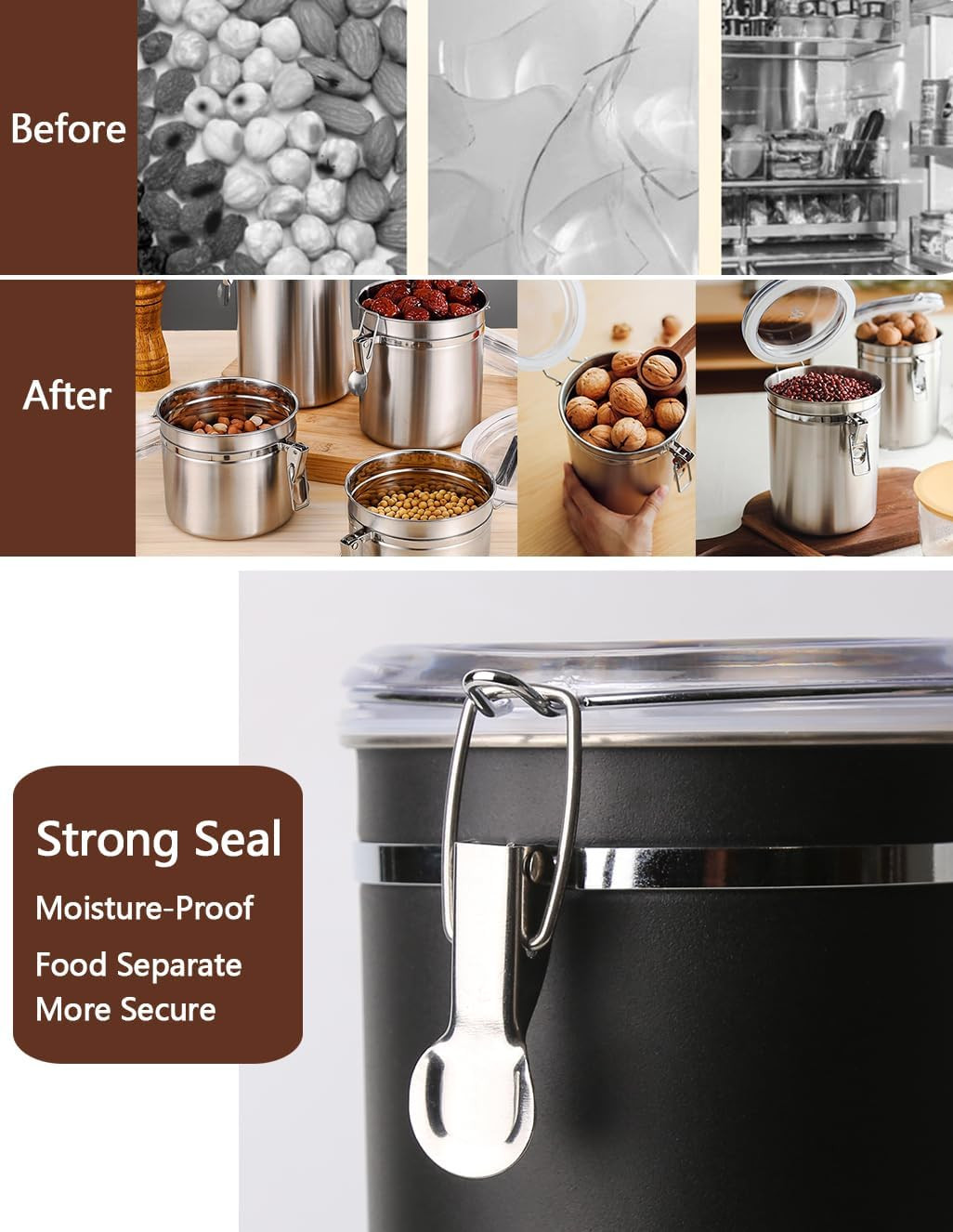 Stainless Steel Food Container with Clear Lids Airtight Storage Container Stacka