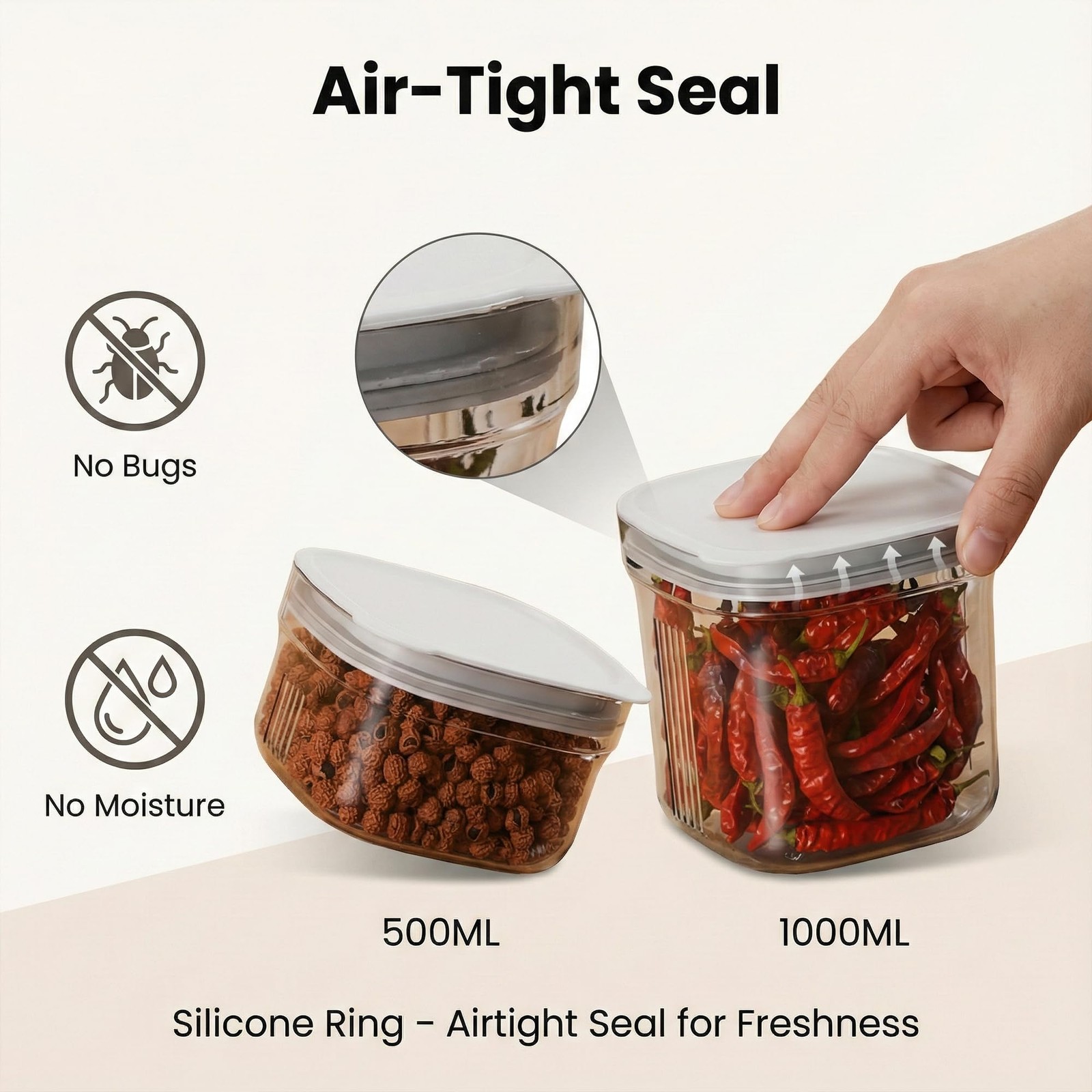 Airtight Food Storage Containers with Lids, 4 Pcs Set BPA Clear Kitchen Pantr…