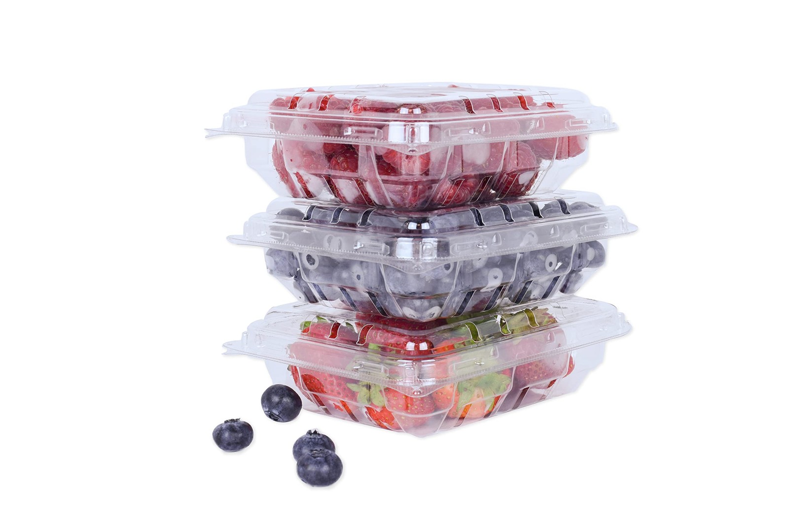 JAK Industrial 42 Pack – 6 Ounce Clear Plastic Vented Berry Containers with C…