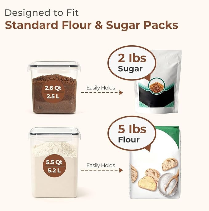 Set of 3 Large Airtight Food Storage Containers with Lids for Kitchen Organizers