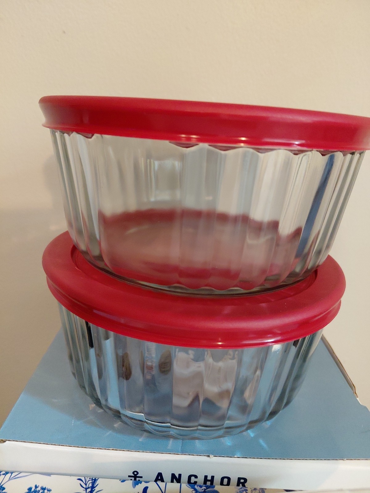 Anchor Hocking Snugfit Glass Storage 4 Cup Set Of 2