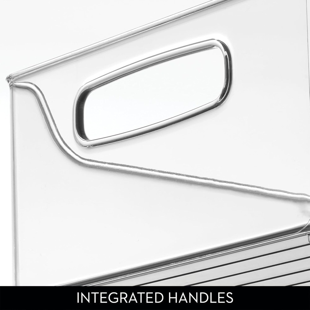 Stackable Clear Storage Bins with Handles for Pantry Fridge Organization