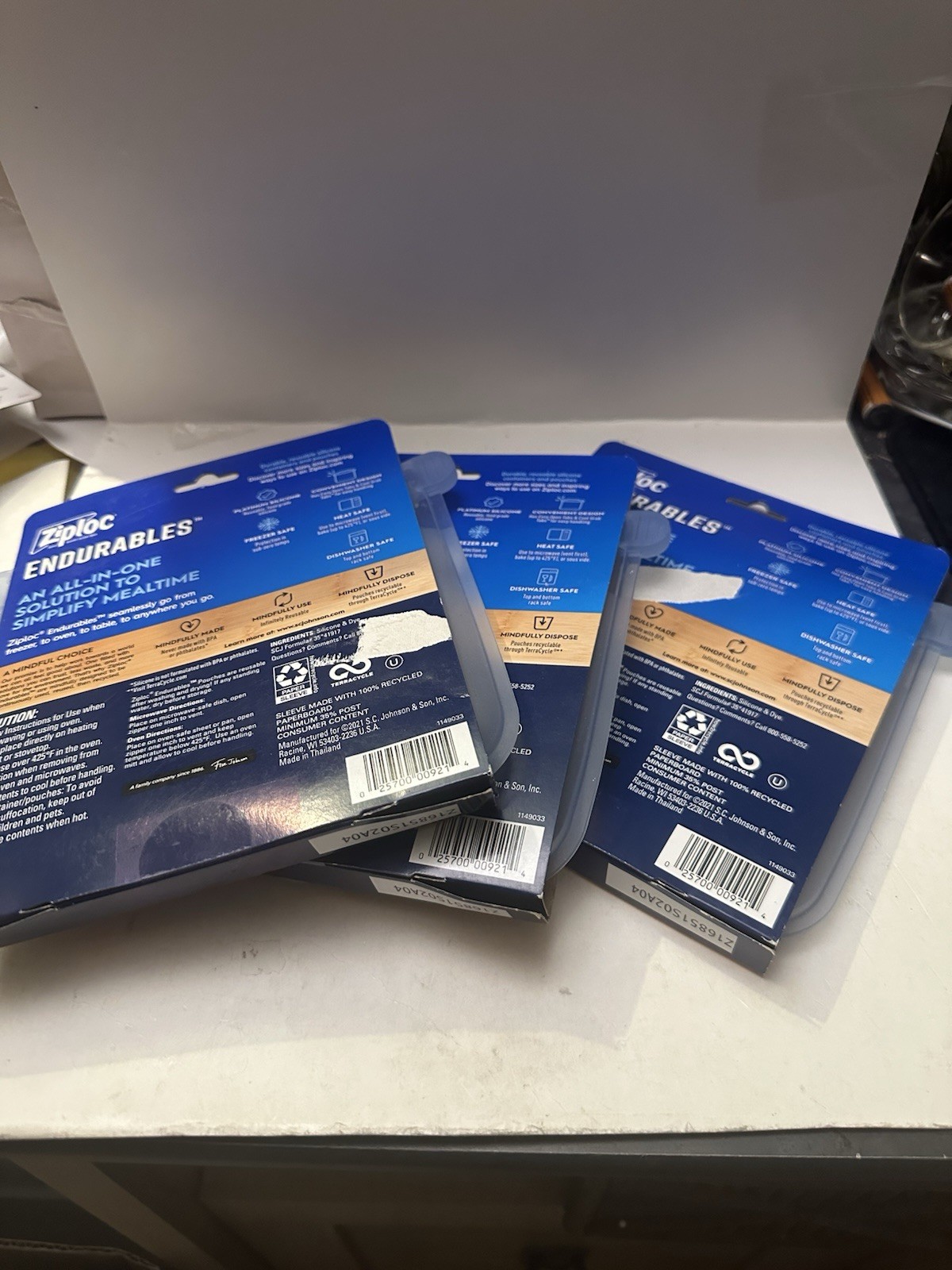 Ziploc Endurables Medium (16oz) Reusable Silicone Pouch Set of 3 Dk171