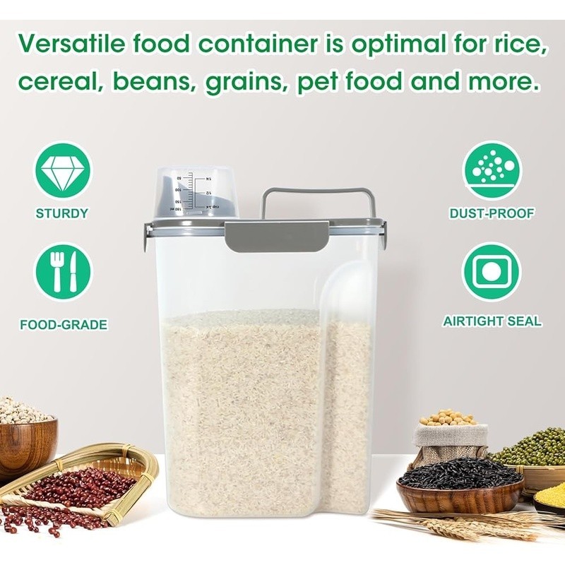 Airtight Food Storage Container Dry Goods Rice Cereal Pet Food Organizer New