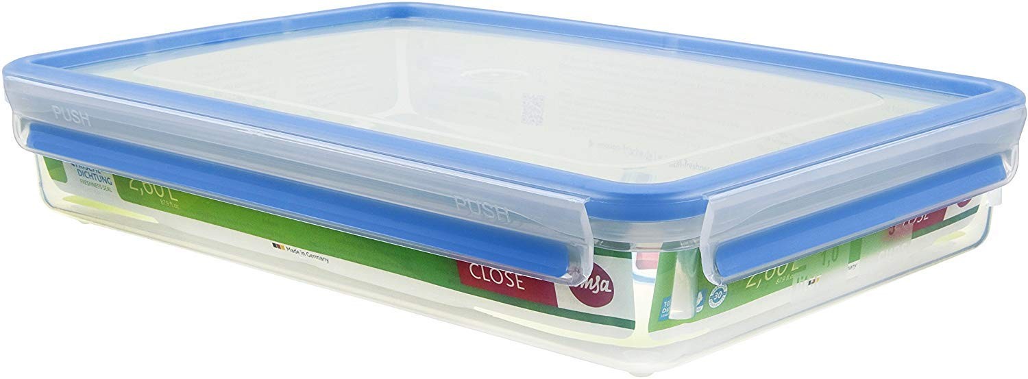 Emsa 508545 Clip & Close rectangular food storage container 2.6 litres, transpar
