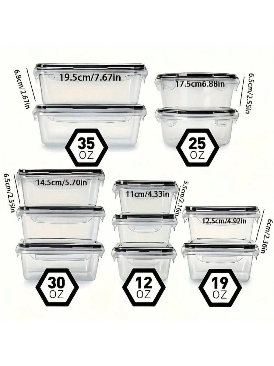 24Pcs Glass Food Storage Containers Airtight Lids Meal Prep Freezer Safe Set