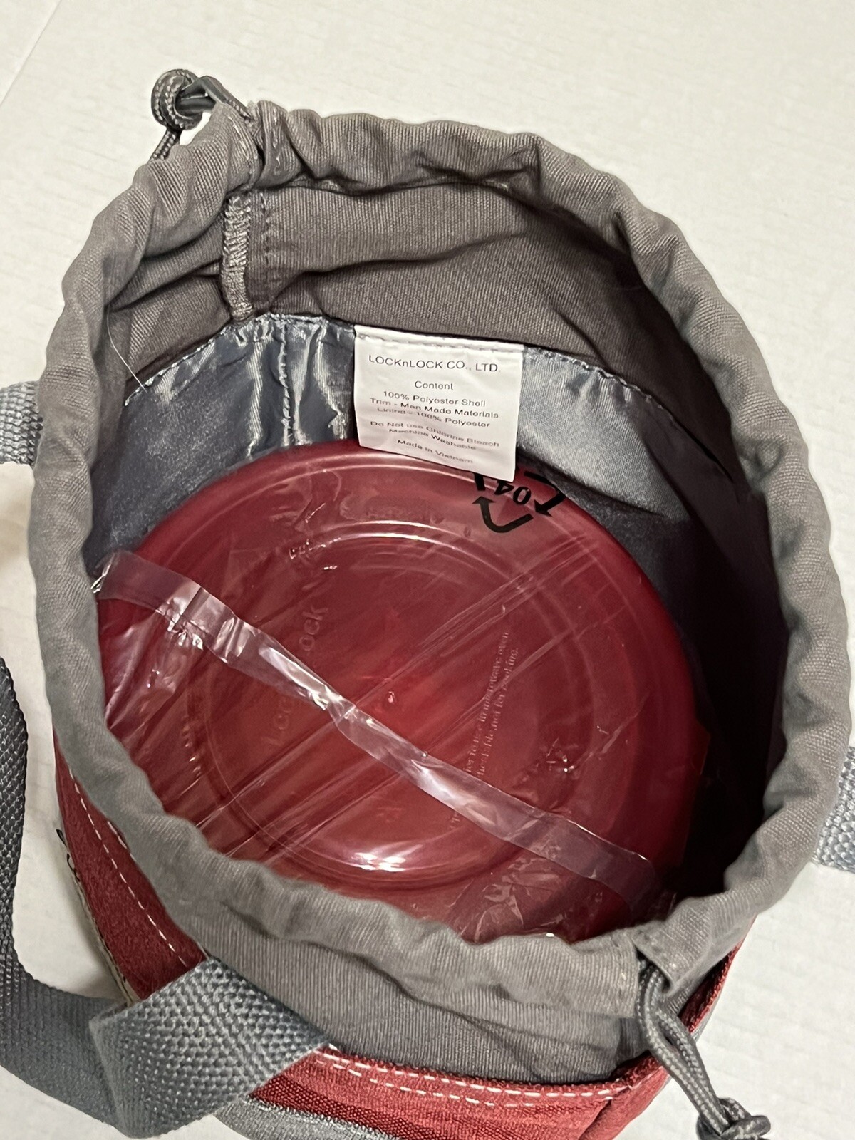 Lock & Lock Red Classic 32oz Bowl Red & Grey Mini Tote Lunch Travel Bag NWOT