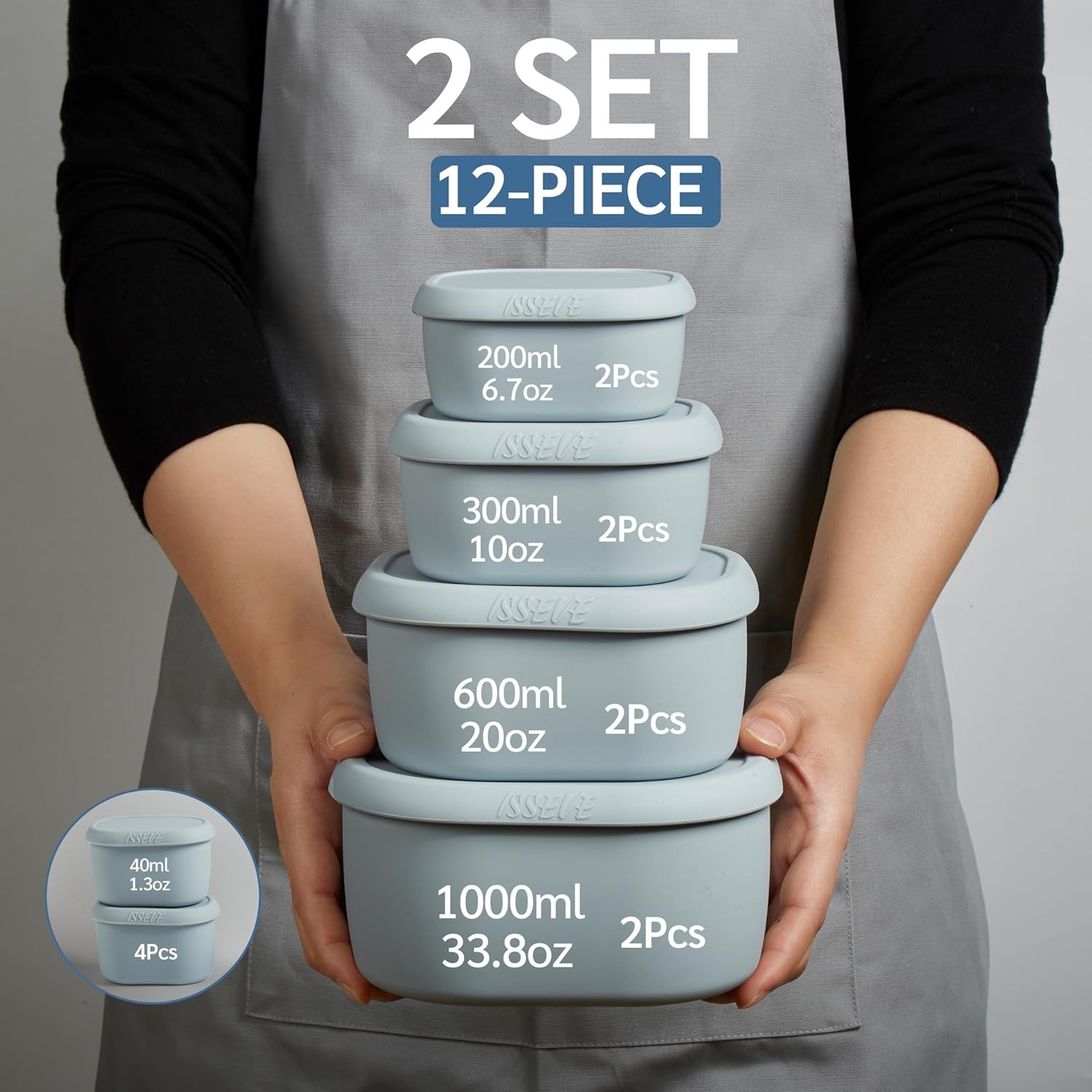 12Pcs/Set Nesting Silicone Food Storage Containers W/ Lids BPA Free Reusable