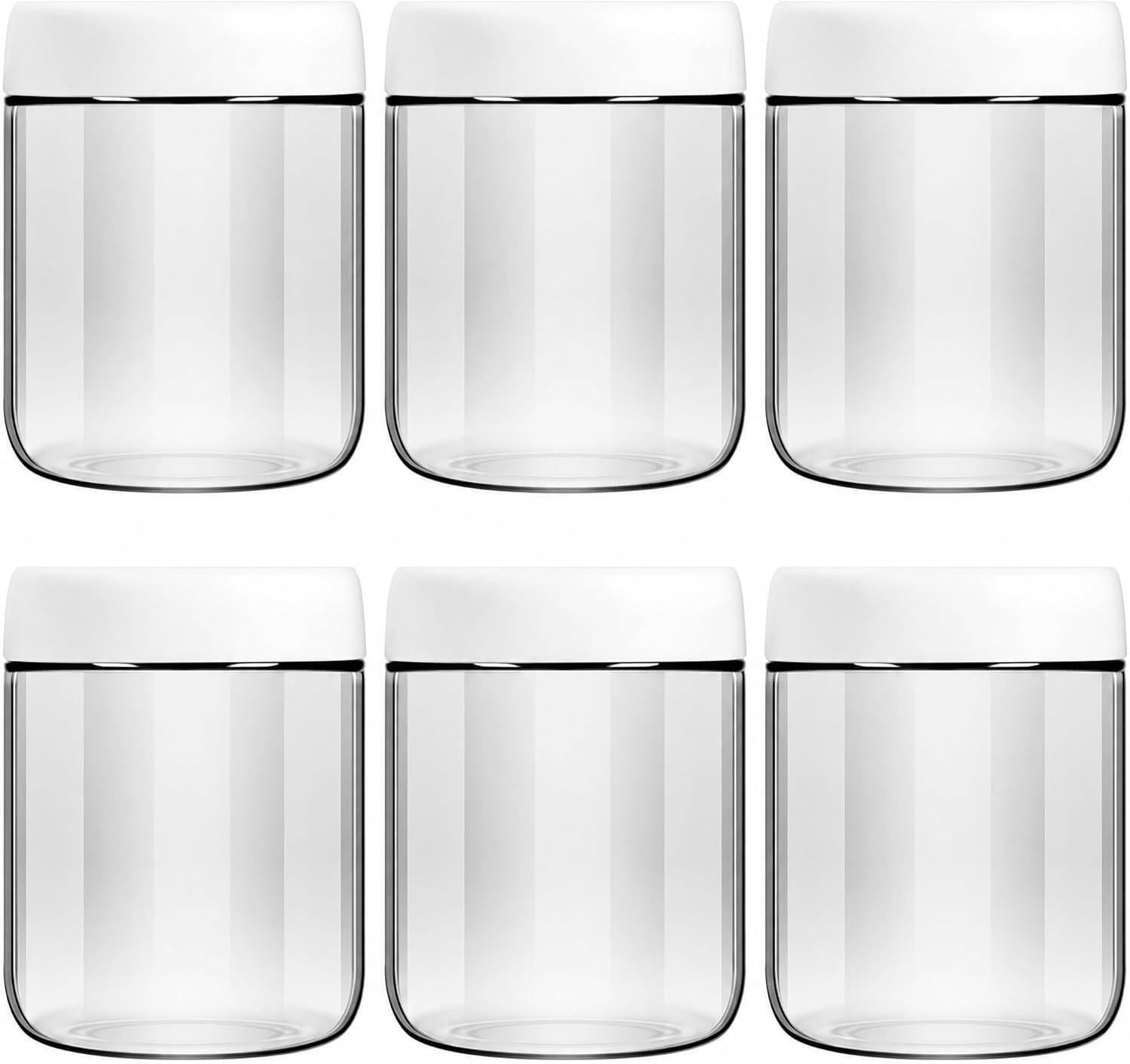 6-Pack 16oz Glass Jars with Lids for Food Storage Meal Prep Airtight