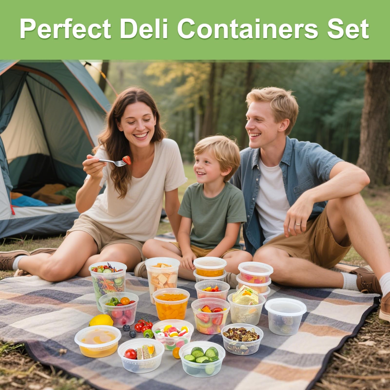 60 Sets (120-Piece) Deli Containers with Lids, 32/16/8 oz X 20 Set Each, Leak…