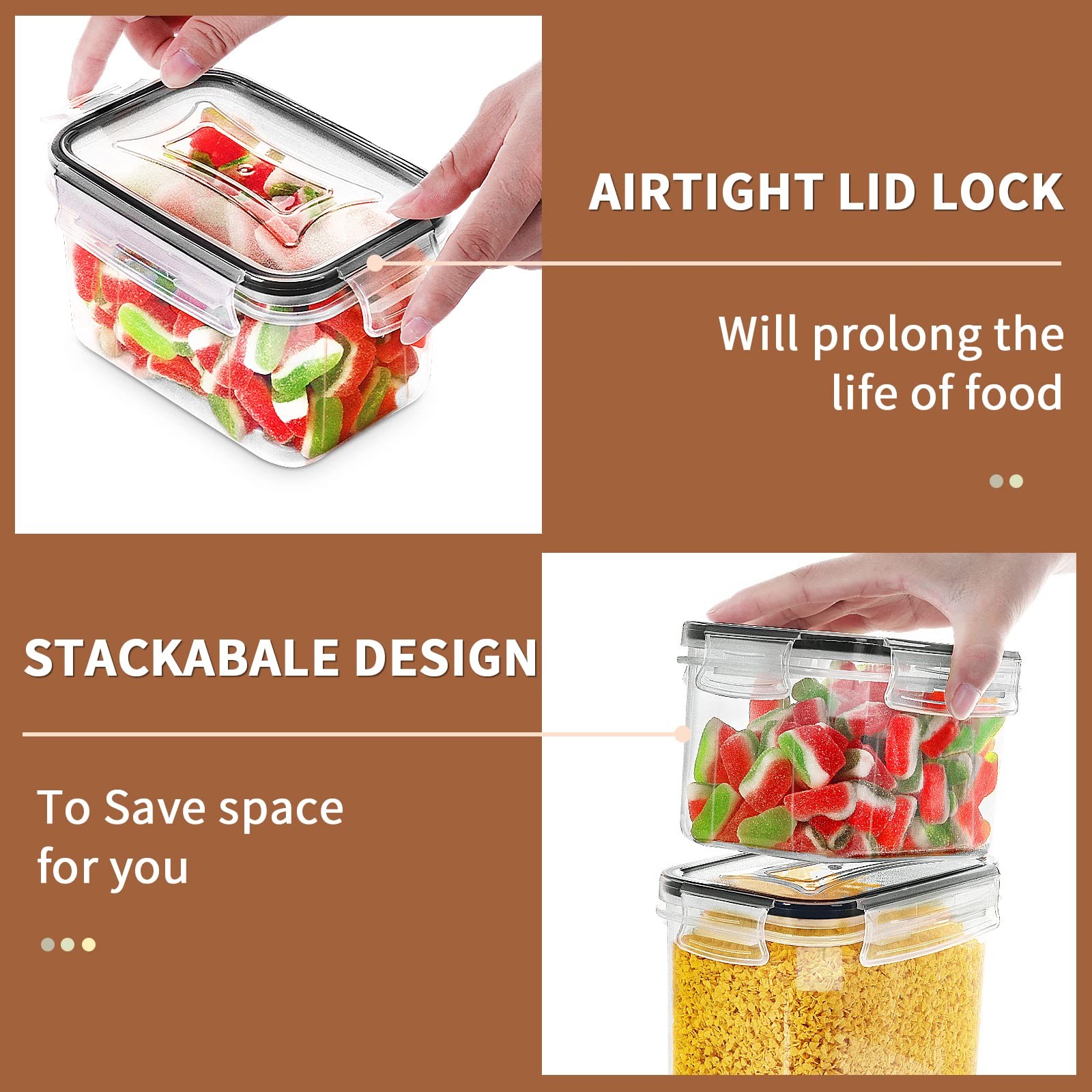 PRAKI 16-Pc Airtight Food Storage Containers Set – BPA-Free Plastic Canisters Ki