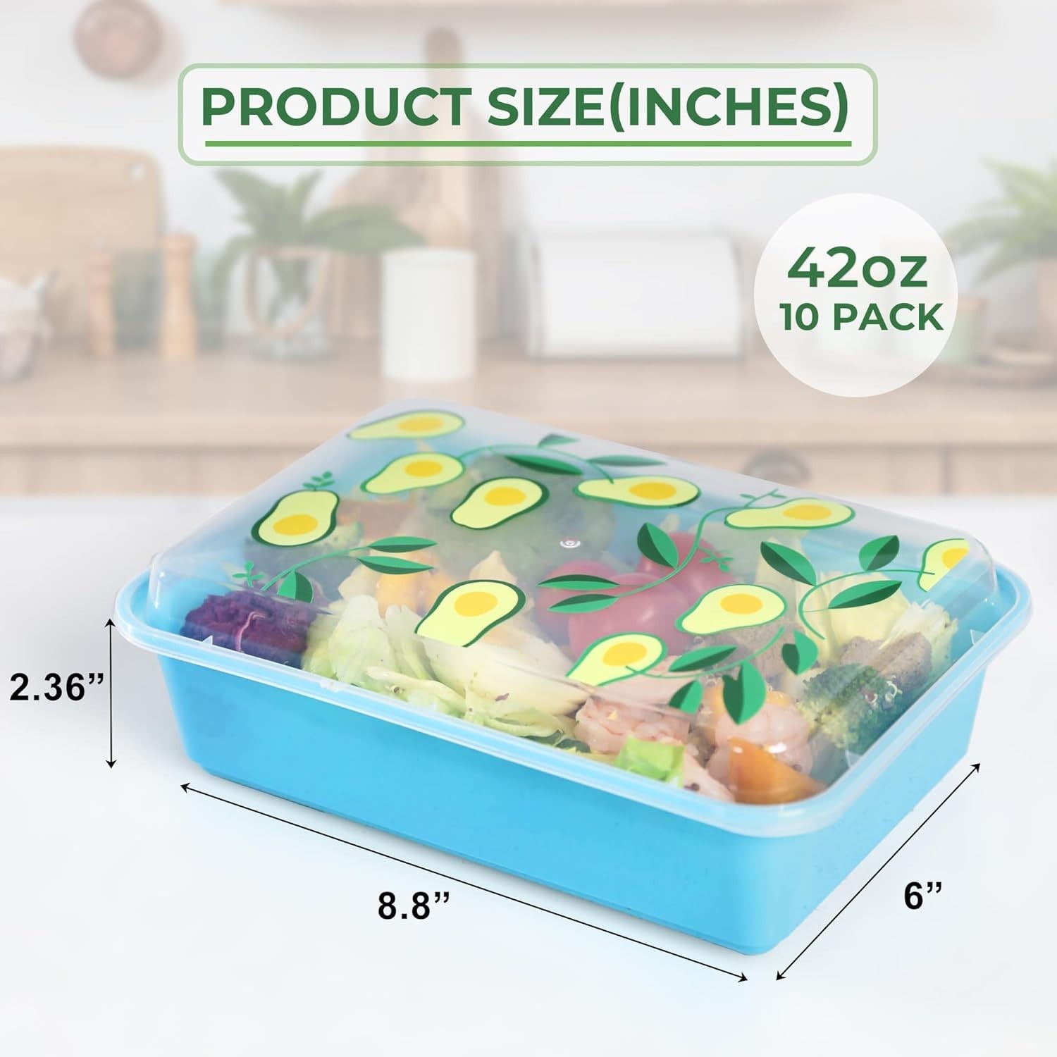 10 Pack 42 oz Meal Prep Containers, Reusable Plastic Food Prep Storage Contai…