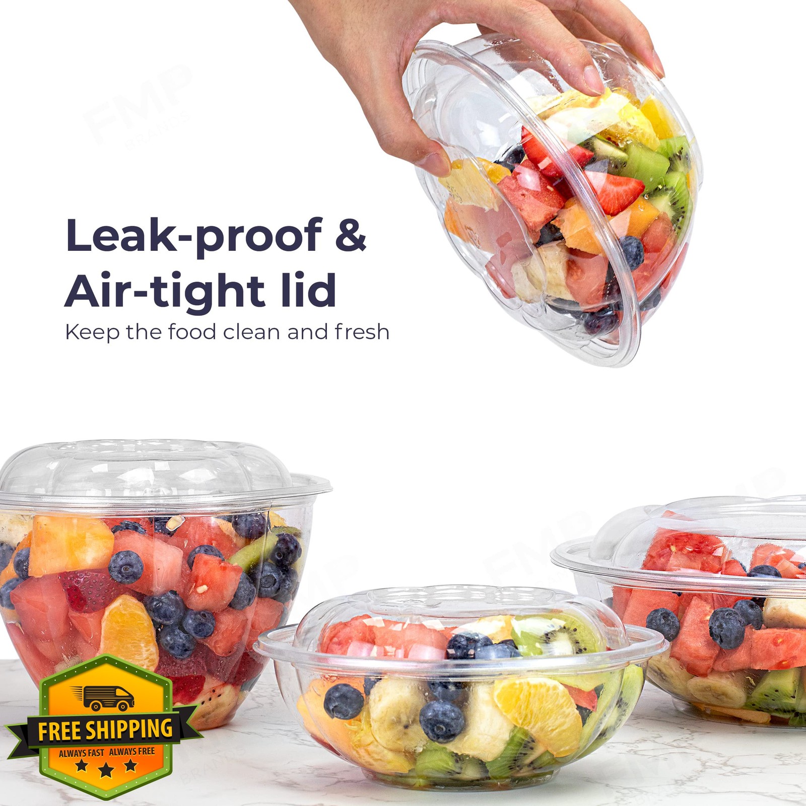 Fit Meal Prep 32oz Salad Bowls w/Lids 50 Pack