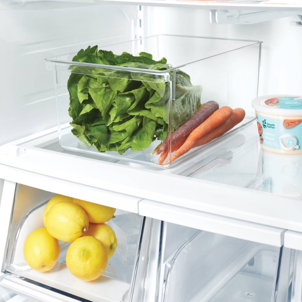 Large Clear Fridge & Pantry Storage Bin – 14.5″x9.14″x6″, Freezer-Safe