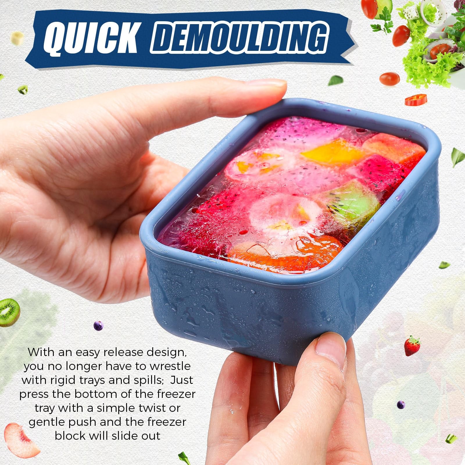 Nuogo 8 Pcs 1 Cup Silicone Freezer Containers with Lid Soup Freezer Molds Sil…
