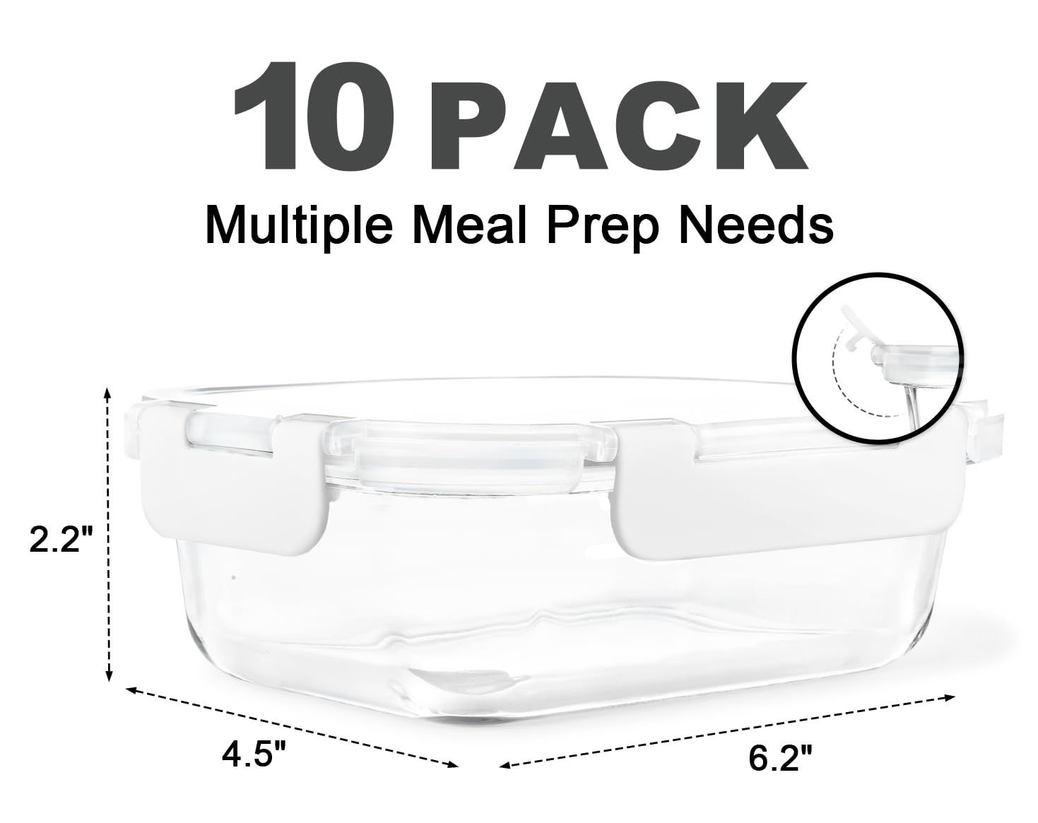 Glass Food Storage Containers, 10 Pack Glass Meal Prep Containers, Airtight C…