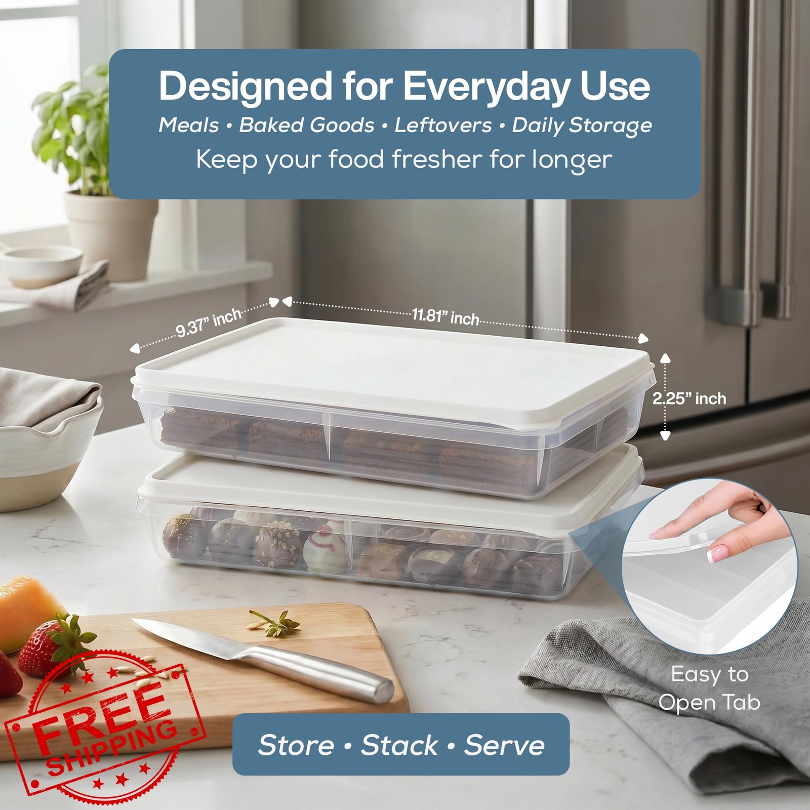 SIGNORA WARE 2pk Black Deli Meat Containers Airtight Fridge