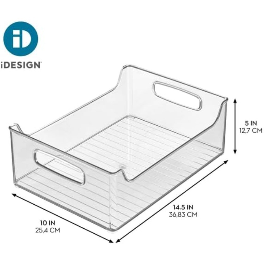 Stackable Clear Storage Bins with Handles for Pantry Fridge Organization