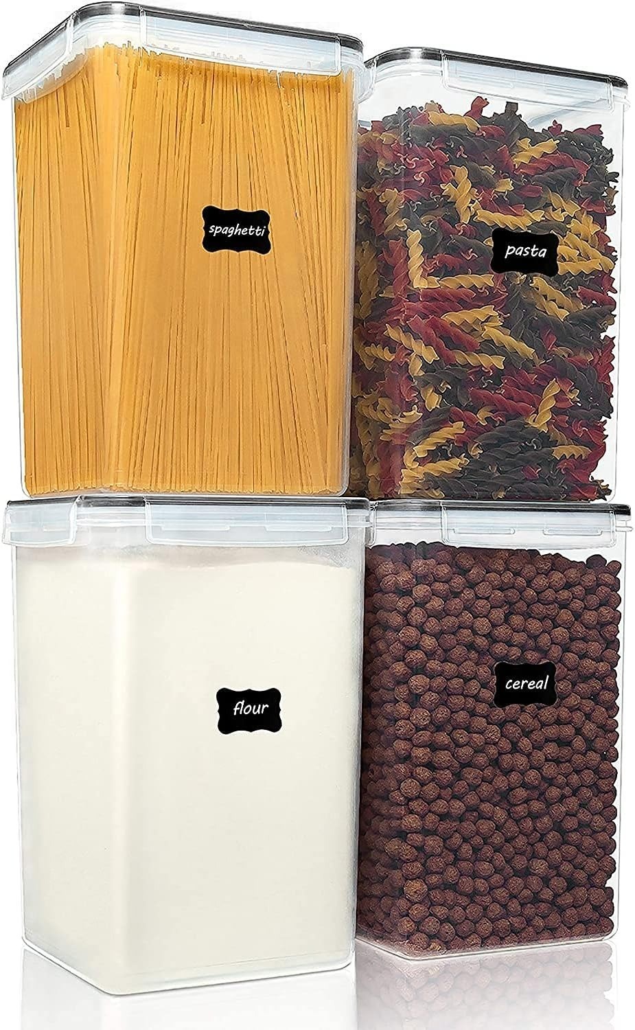 Extra Large Tall Airtight Food Storage Containers, 4 Pieces 5.9qt/6.5L PBA Free