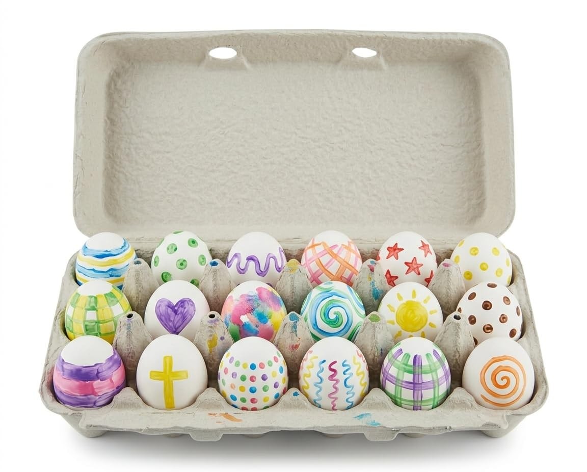 Paper Pulp Egg Cartons for 18 Eggs or Use for Crafting, Parts Storage, Easter…