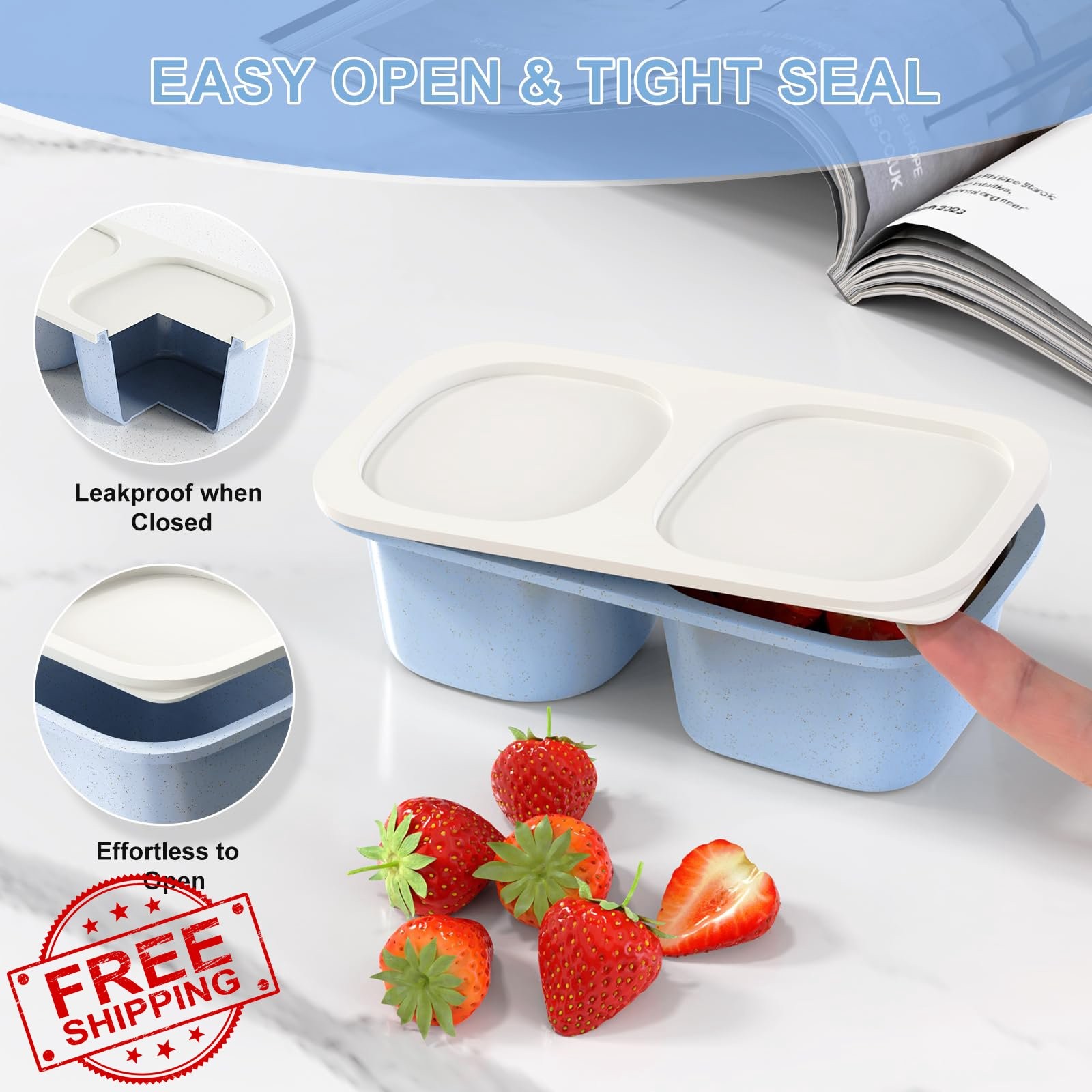 LUOFNI 5 Pack Reusable Snack Containers Classic Color