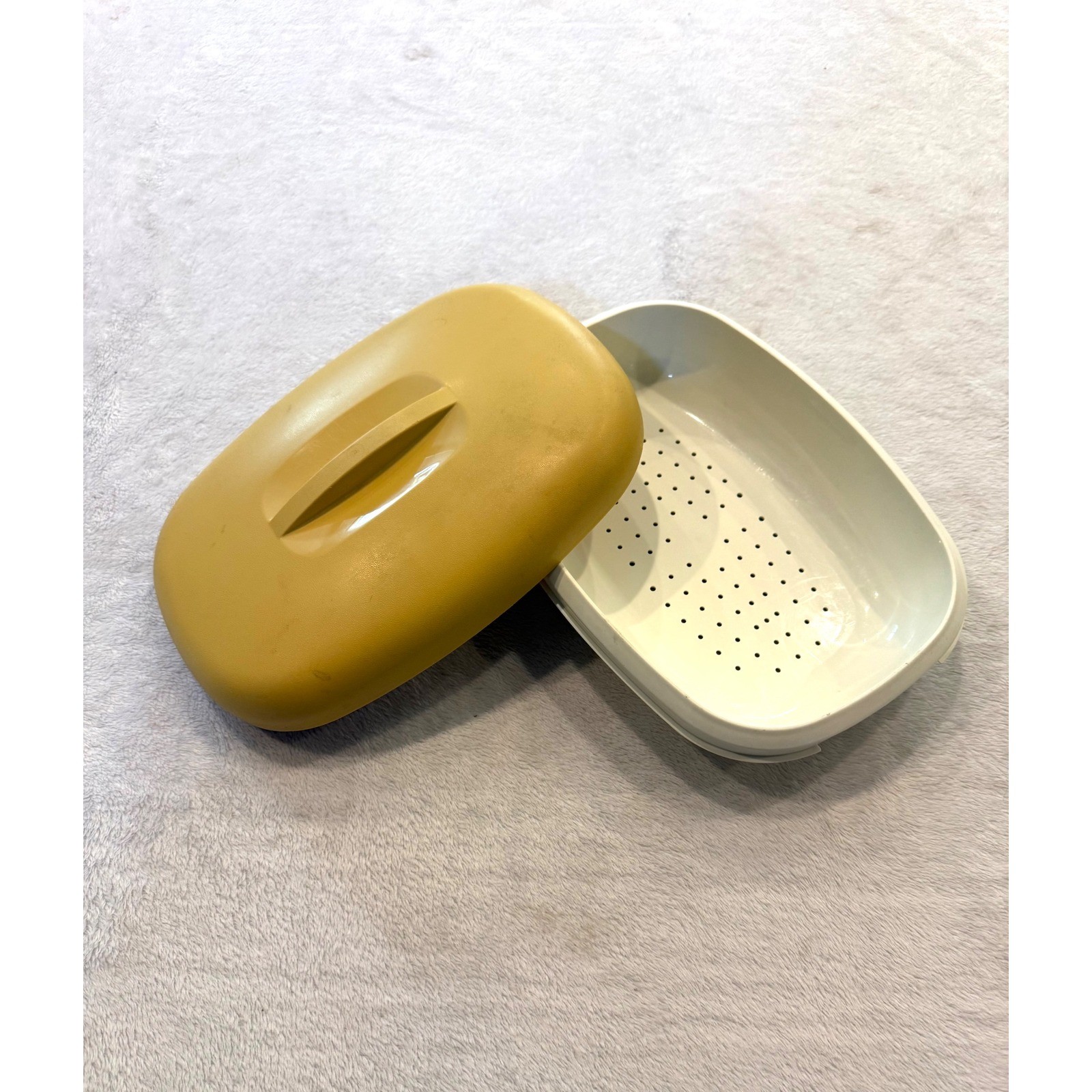 Vintage Tupperware Harvest Gold Multi-Server Steamer Lid 1275-5 Strainer 1274-2