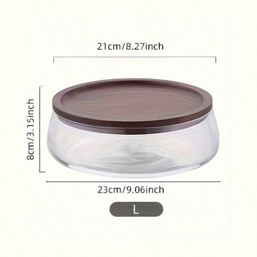 Glass Food Storage Jars with Wooden Lids Sealed Pantry Countertop Snack Bowls