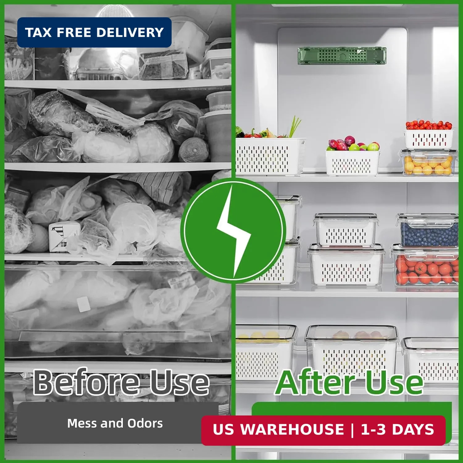 5 Pack Fruit Storage Containers for Fridge with Removable Colanders – Food St