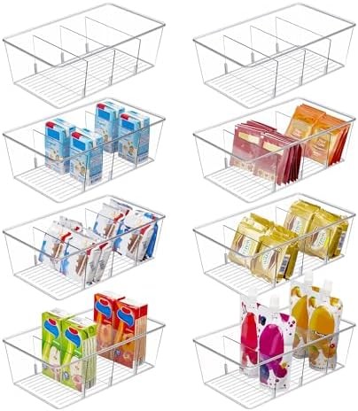 Vtopmart 8 Pack Food Storage Organizer Bins, Clear Plastic Bins for Pantry, Kitc