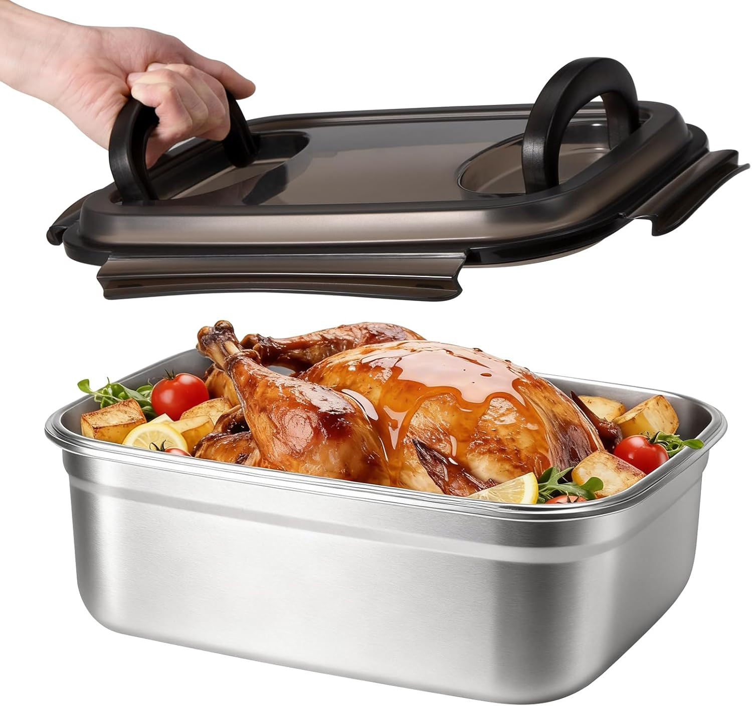 QCQHDU Stainless Steel Food Storage Containers, 5500 ML/ 186 oz / 23 Cup Large F