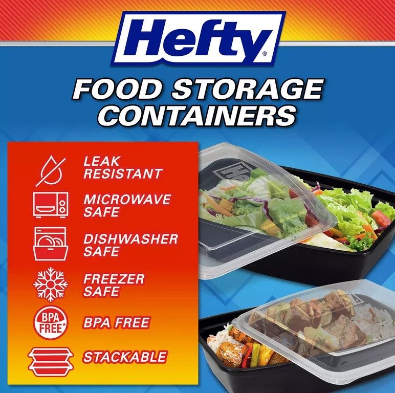 Hefty Food Storage Containers with Lids 28 oz., 60 pc.