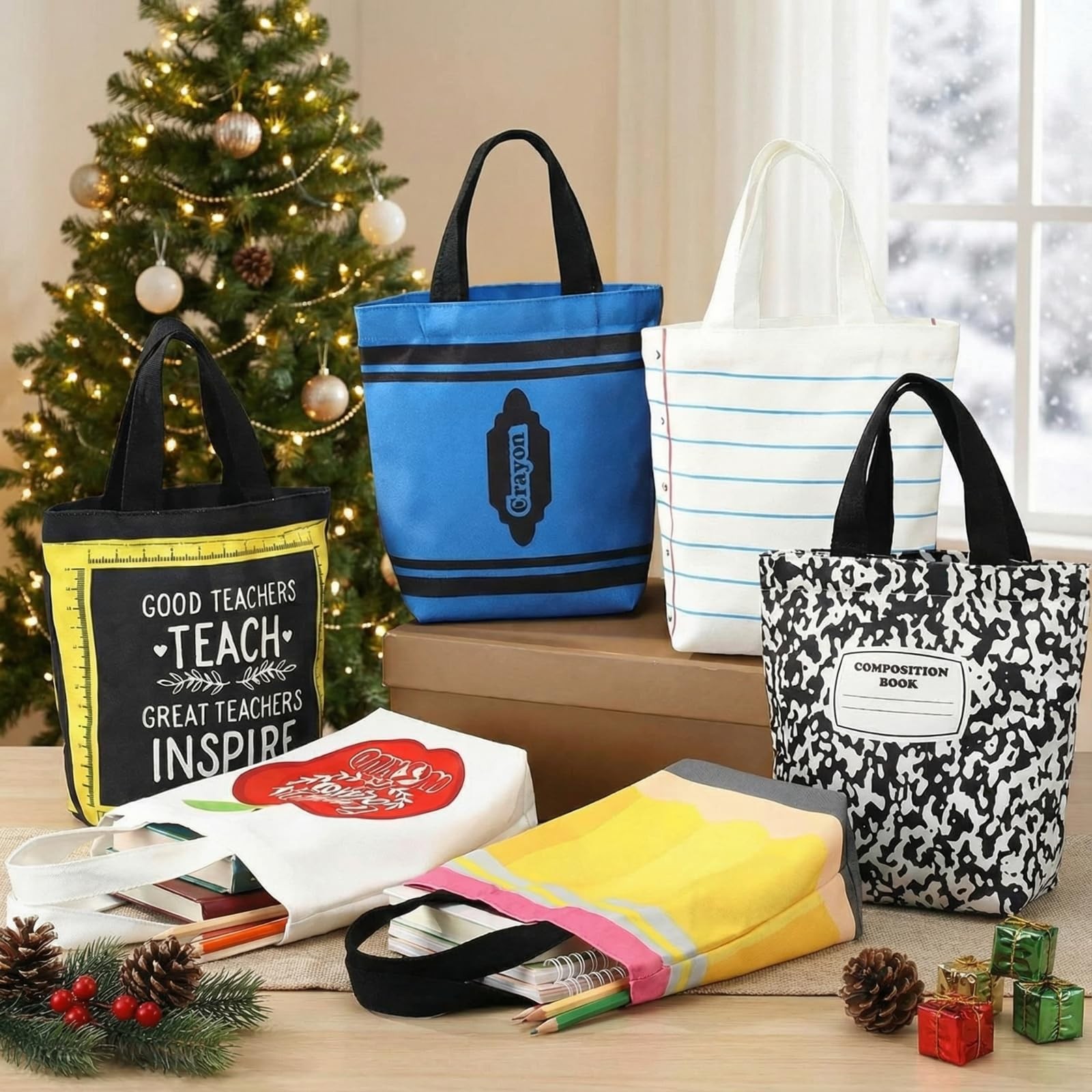 Sunnymove Teacher Mini Canvas Tote Bag Bulk Teacher Appreciation Gifts Mini