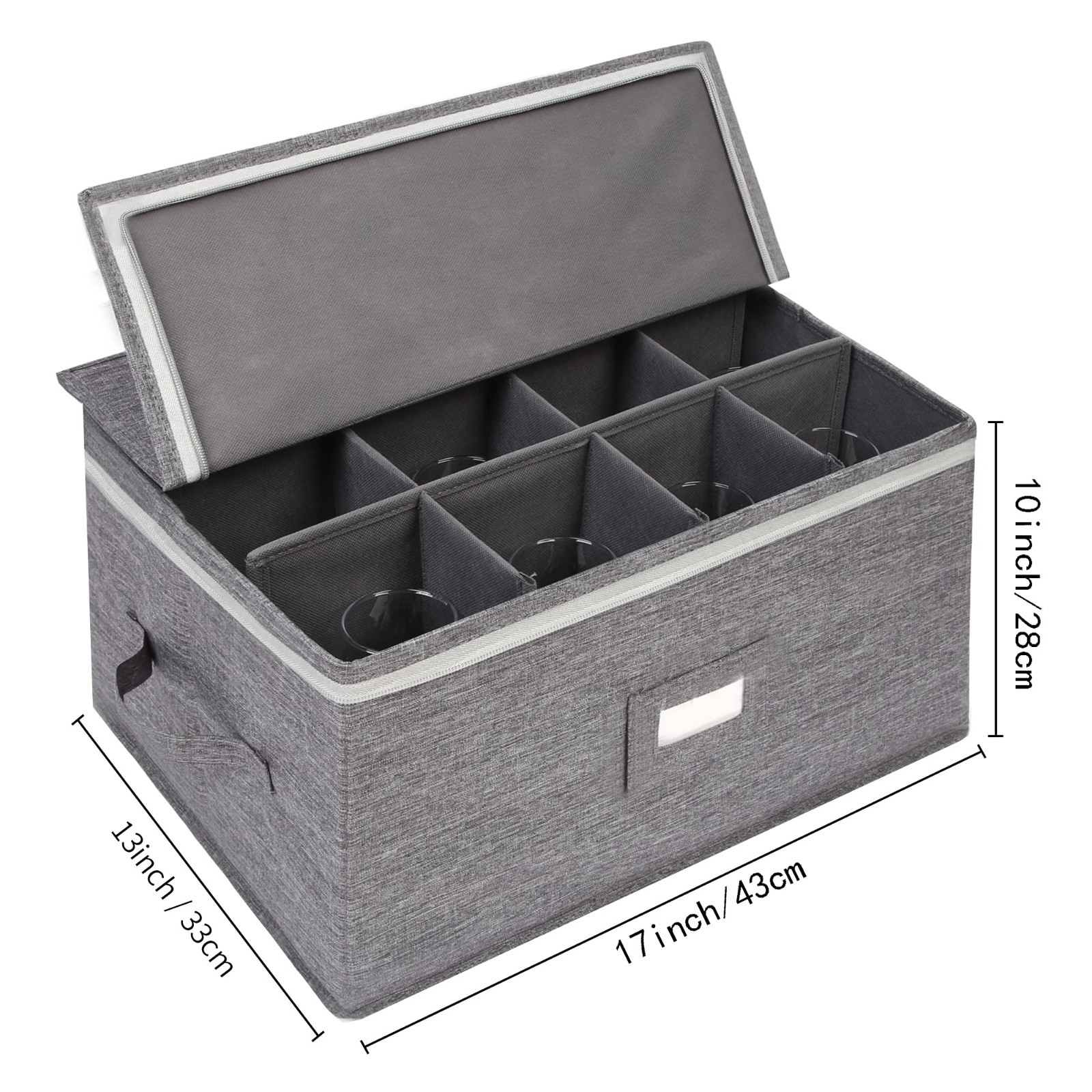 Stemware Storage Containers (2 pack), Wine Glass Storage Box with Dividers…