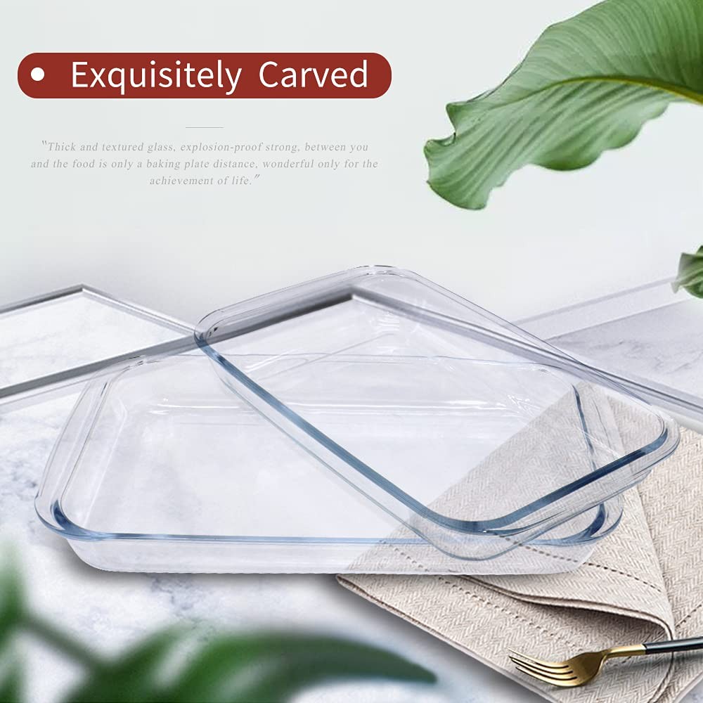 2-Pack Glass Baking Dishes – 102 oz & 75 oz (2.2 L + 3.0 L) Large Oven-Microw…