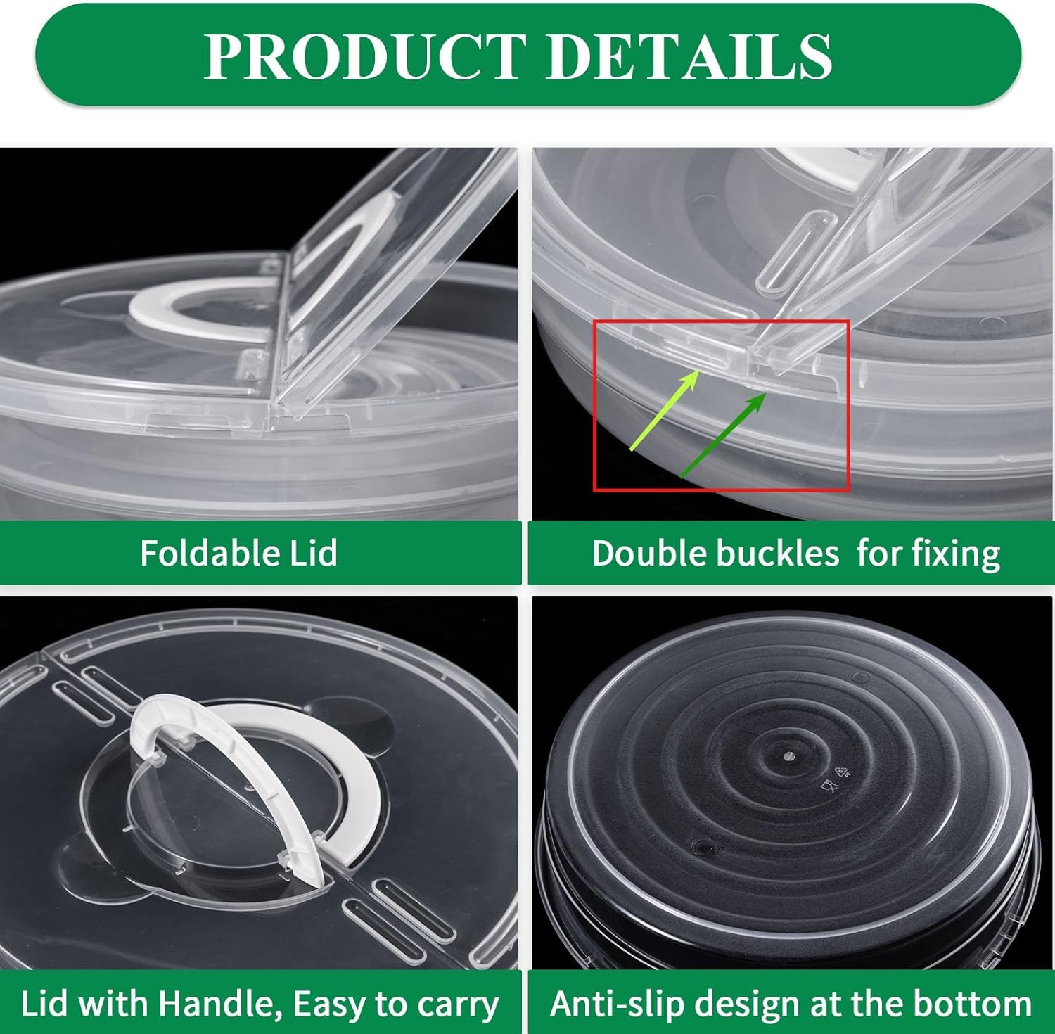 2 Pack 12Inch Storage Container with Lid and Handle, Reusable 2 Compartments Pi