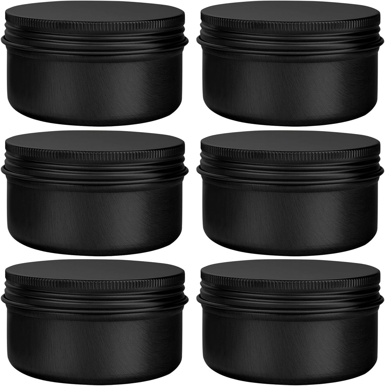 6 Pack 4oz Aluminum Storage Tins with Screw Lids Airtight Containers Black