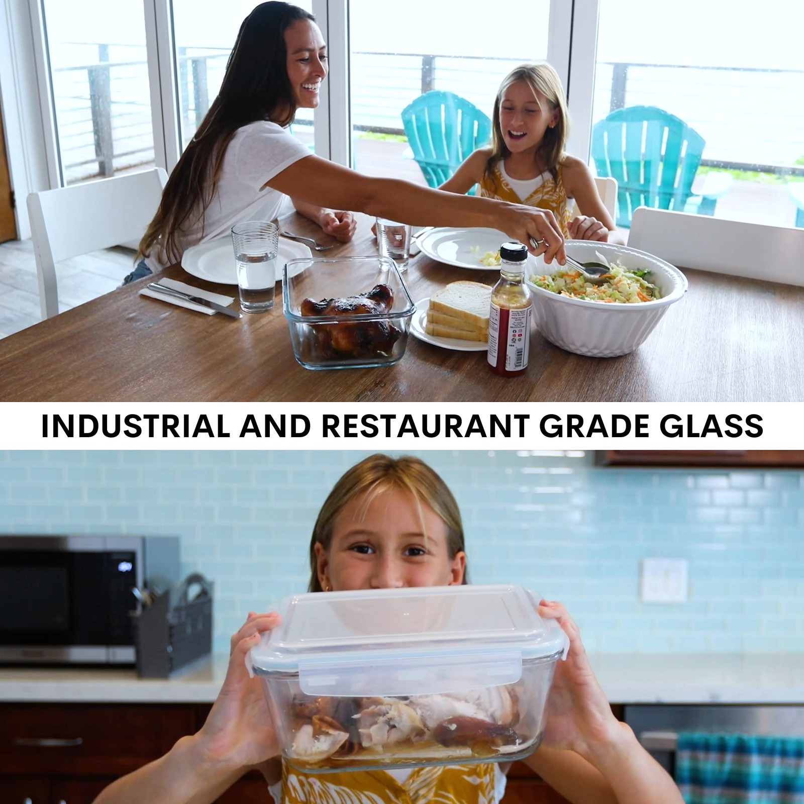3300 ml / 112 oz Large Glass Food Storage Containers with Lids, Airtight, Lea…