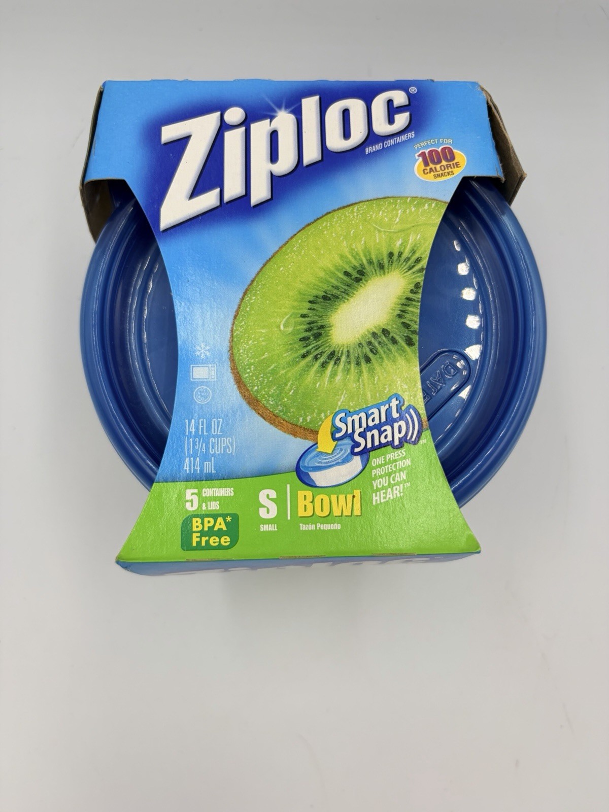 Ziploc Smart Snap Bowls Small Round 1¾ Cups 14oz 5-Pack Containers Lids