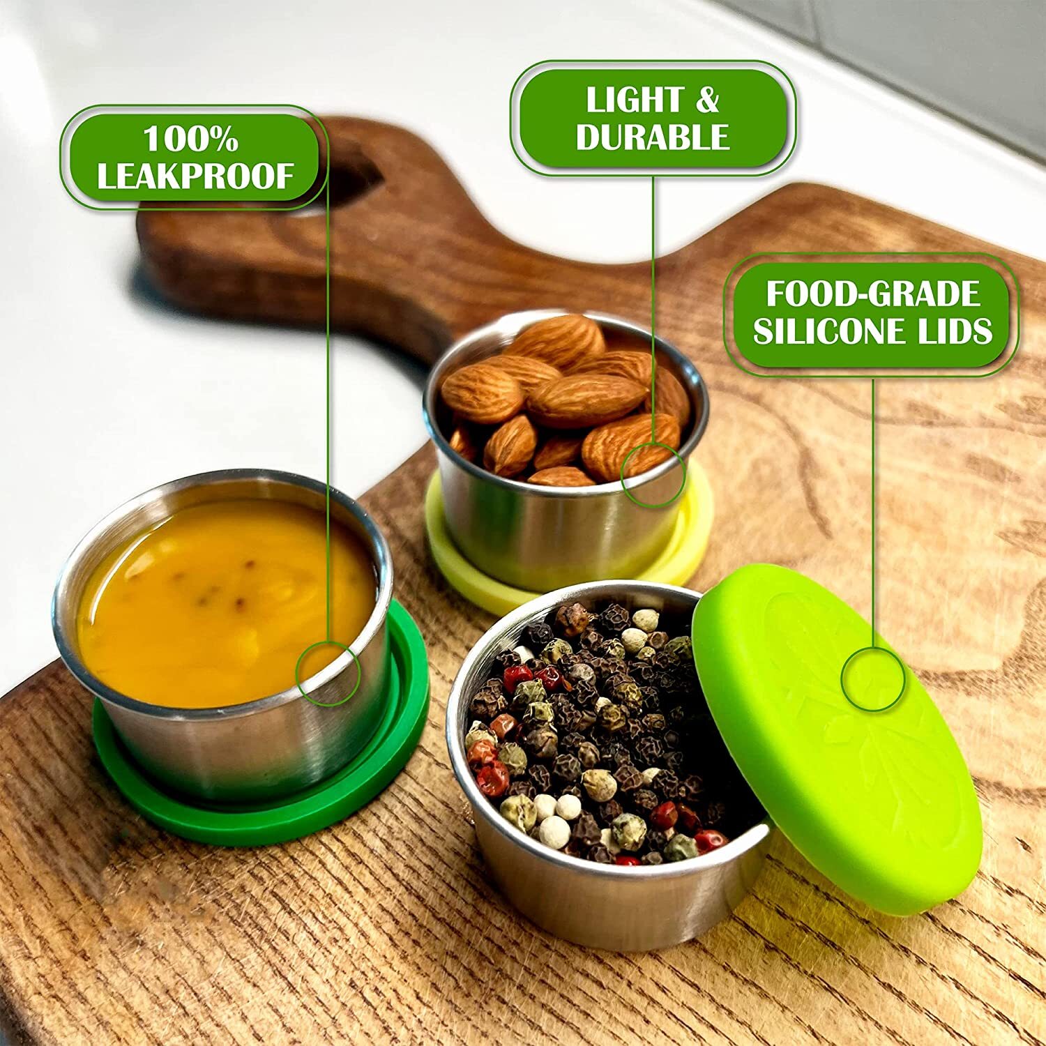 Small Salad Dressing Containers with Lids 3 x 1.7oz Leakproof Dip Containers B5